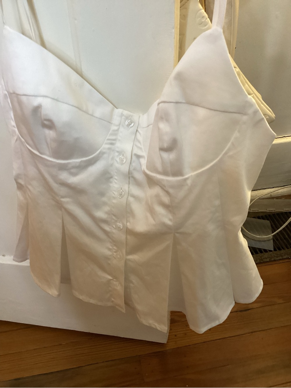 Zara White Peplum Button-Front Cami - Picture 4 of 4